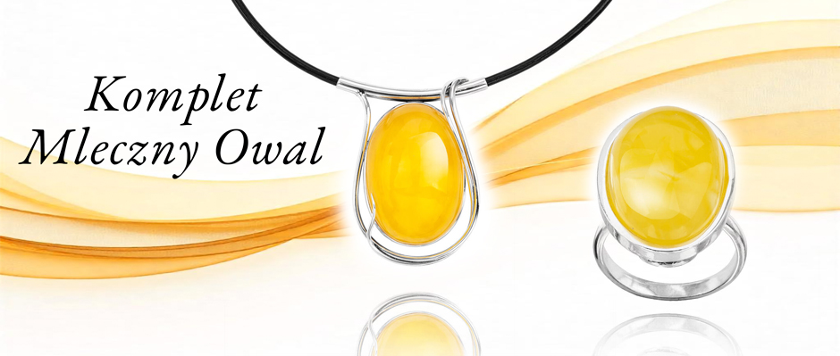 BURSZTYN KOMPLET MLECZNY OWAL