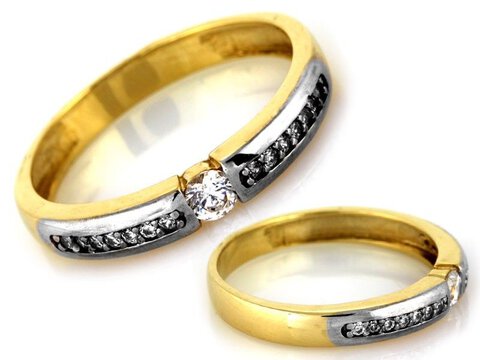 Klasyczny złoty 585 dwukolorowy pierścionek 3